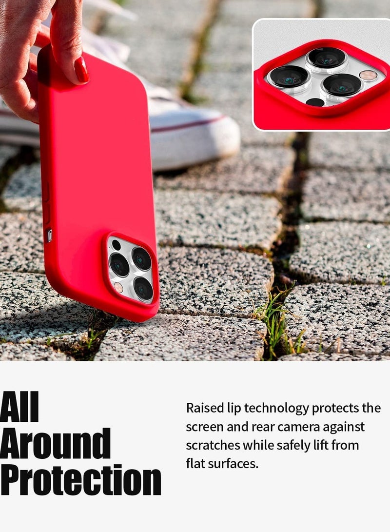 ELTRAZONE Liquid Silicone Case Compatible with iPhone 14 Pro Max (6.7 inch), Silky-Soft Touch Full Body Protection Shockproof Cover Case with Soft Microfiber Lining - Red - Image 4