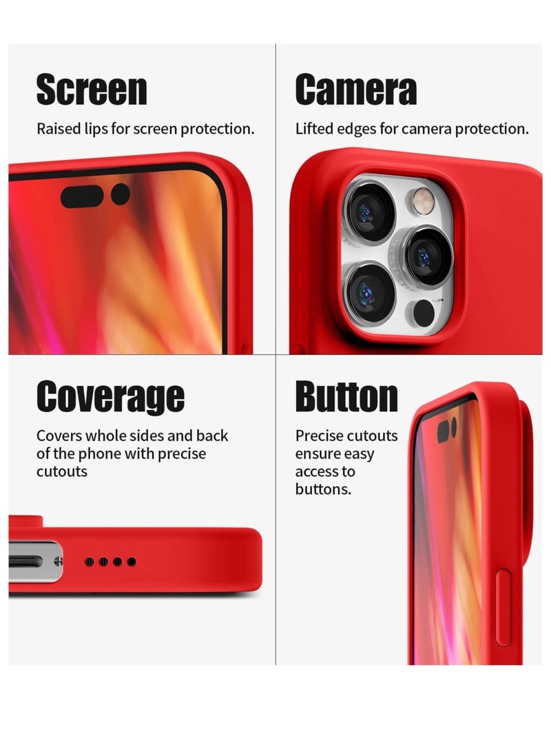 ELTRAZONE Liquid Silicone Case Compatible with iPhone 14 Pro Max (6.7 inch), Silky-Soft Touch Full Body Protection Shockproof Cover Case with Soft Microfiber Lining - Red - Image 3