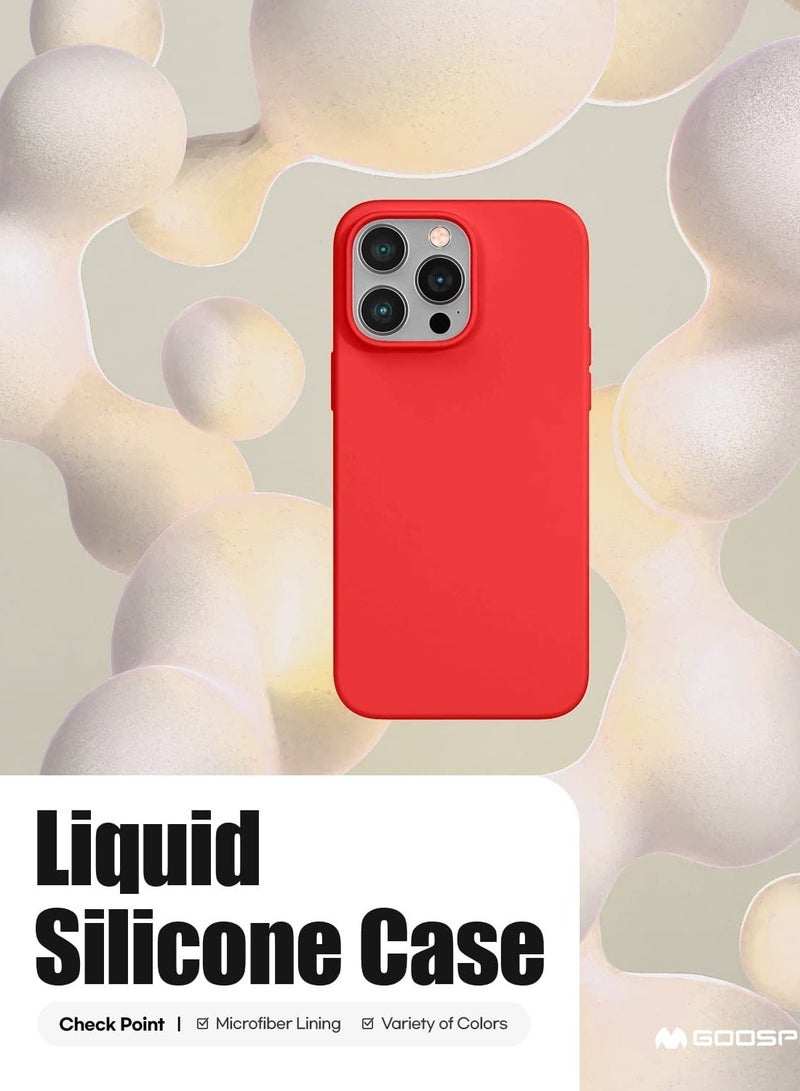 ELTRAZONE Liquid Silicone Case Compatible with iPhone 14 Pro Max (6.7 inch), Silky-Soft Touch Full Body Protection Shockproof Cover Case with Soft Microfiber Lining - Red - Image 2