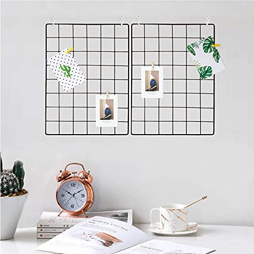 GBYAN Wall Grid 2 Pack Wire Photo Grid Panels Black Memo Board Wall Organizer (black) - Image 5