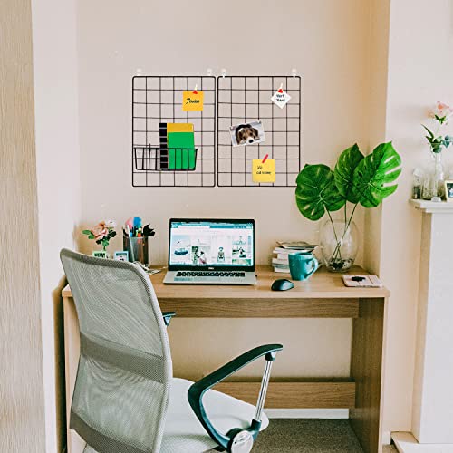 GBYAN Wall Grid 2 Pack Wire Photo Grid Panels Black Memo Board Wall Organizer (black) - Image 4