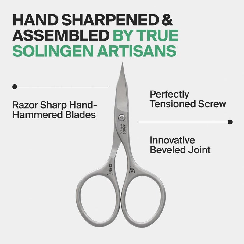 GERMANIKURE Nail and Cuticle Scissors - FINOX Stainless Steel Professional nail scissors for nail tips - nail scissors curved Manicure Tools in Leather Case - Ethically Made in Solingen Germany - 4702 - Image 2