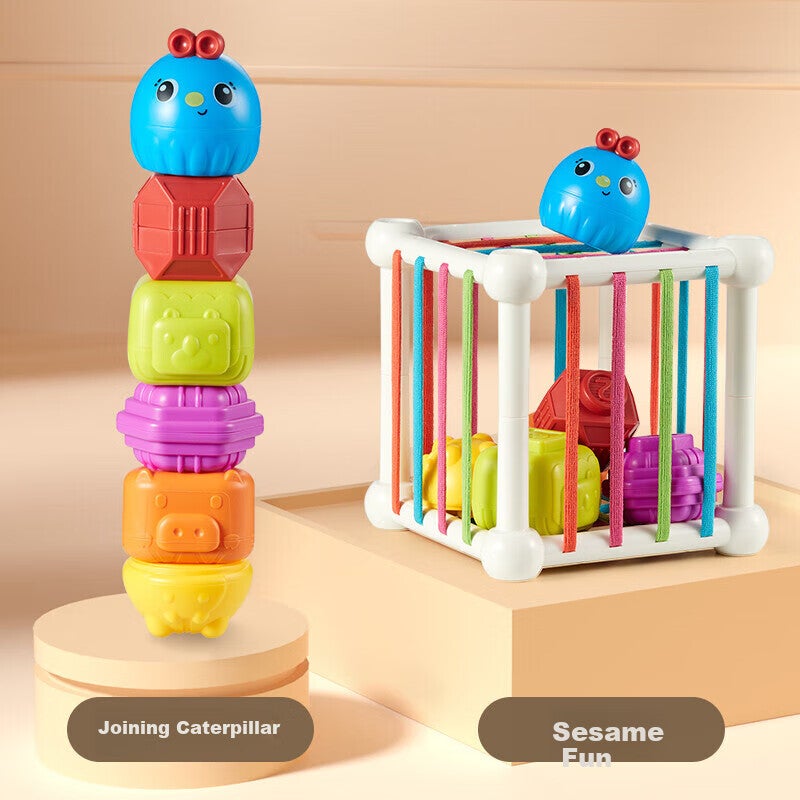 Xinge Baby Toys for 0-1 Year Old, Early Education Rainbow Stacking Cube, Fine Motor Skills Training Obstacle, with 6 Building Blocks - Image 1