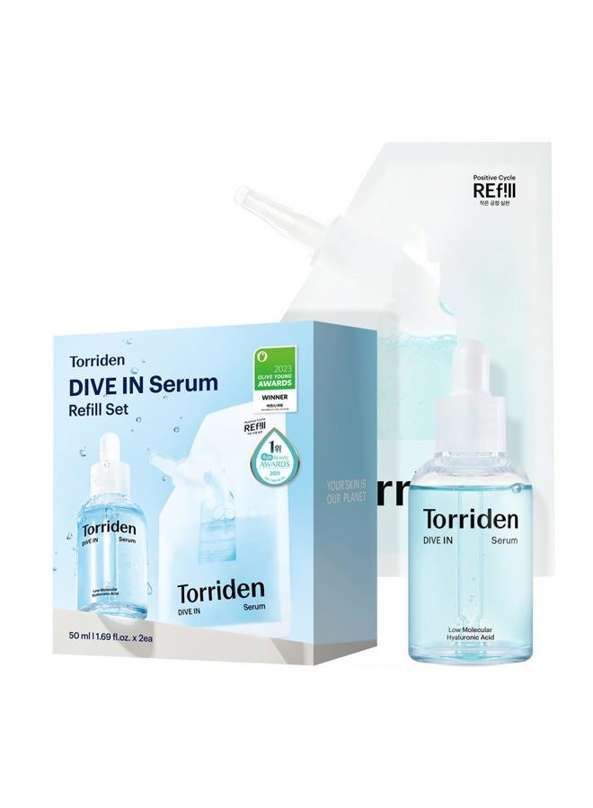 Torriden DIVE IN Serum 1.69 fl oz + refill pouch 1.69 fl oz | Deep Hydration to Get Glow Skin | Hyaluronic Acid, Panthenol, Allantoin | Korean Facial Serum - Image 1