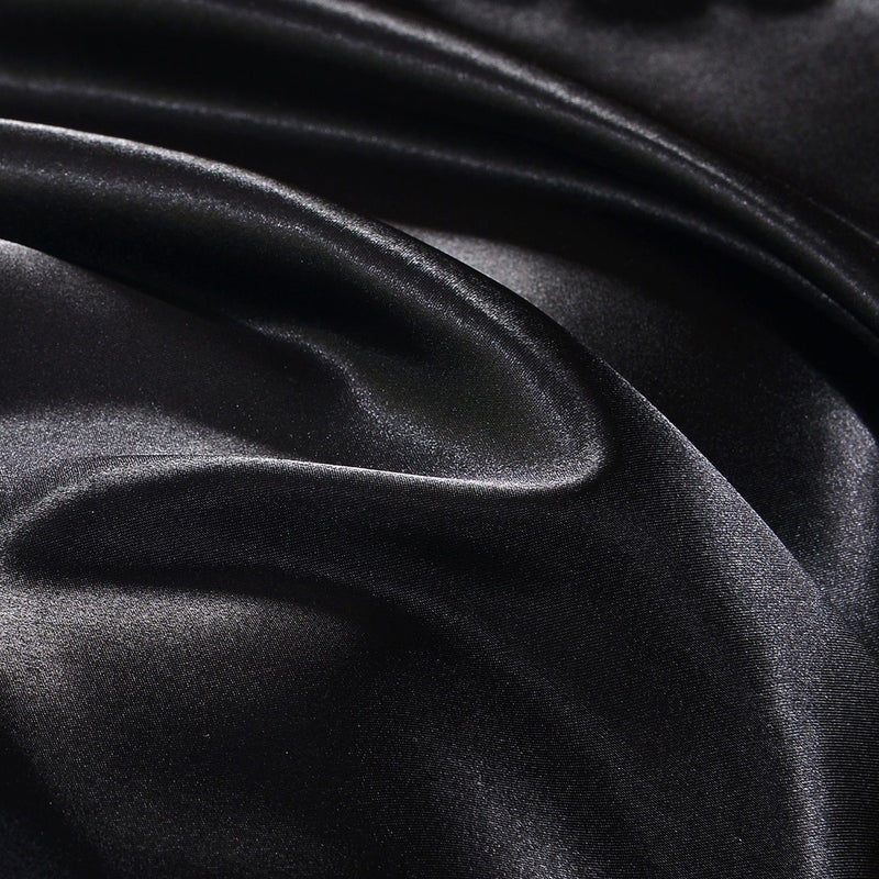 1 Pair of Silky Soft Luxury Shiny Silk Satin Pillowcase Pillow Covers for Hair and Facial Skin 51 x 76cm (Black) - Image 2