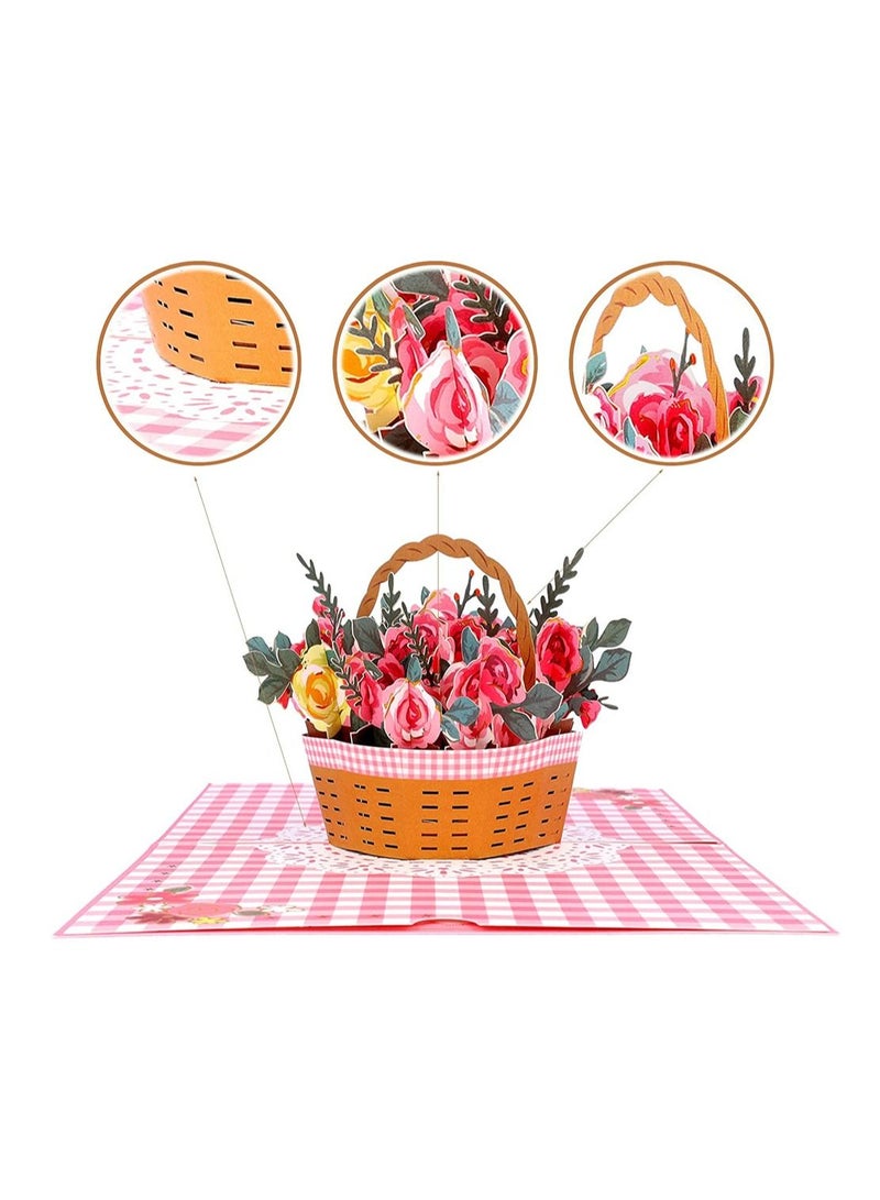 SYOSI 3D Pop up Flower Bouquet Greeting Card, Blank Card, Anniversary, Wedding or Party Invitation - For Wife, Mom, Sister, Grandma, Daughter, and Girlfriend - Image 2