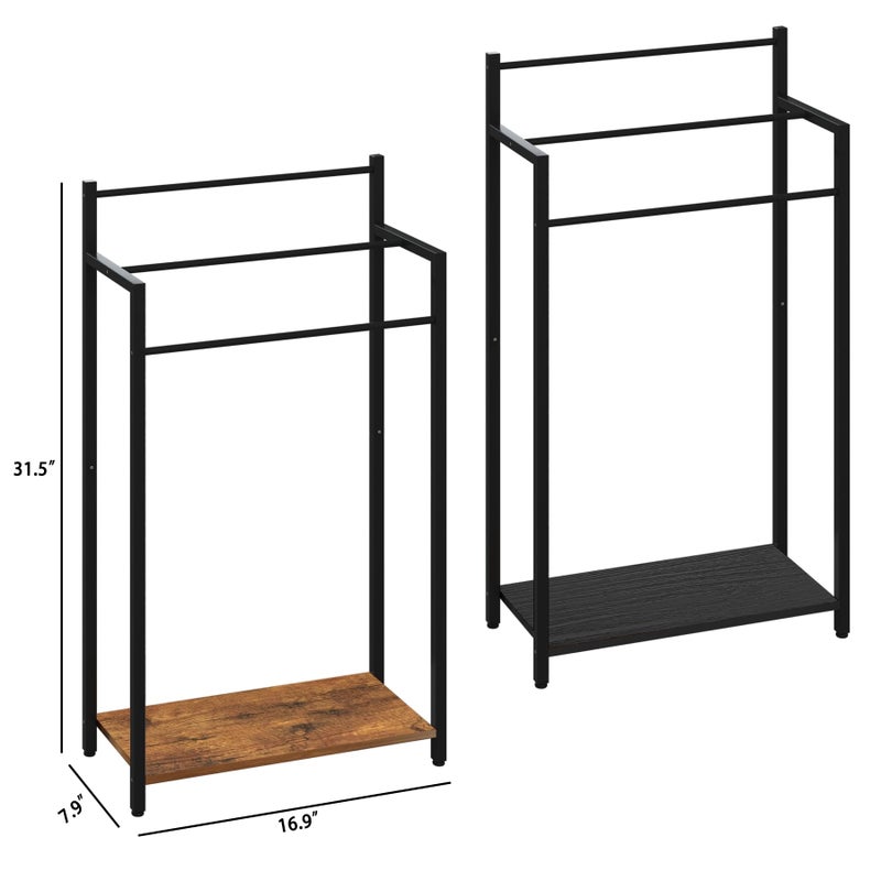 yeavs Freestanding Towel Rack, 3 Tier Blanket Ladder Stand with Rustic Brown Wooden Shelf for Bathroom Living Room (31.5â€H x 16.9â€W x7.9â€D) - Image 3