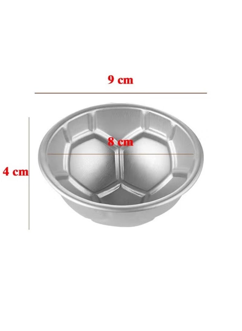 9 قطعة نصف جولة على شكل كعكة كرة القدم قالب سميكة سبيكة الألومنيوم قالب عيد ميلاد الخبز وعاء، فضية. - Image 4