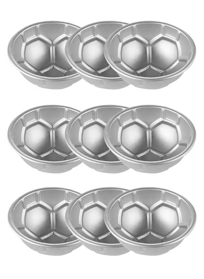 9 قطعة نصف جولة على شكل كعكة كرة القدم قالب سميكة سبيكة الألومنيوم قالب عيد ميلاد الخبز وعاء، فضية. - Image 1