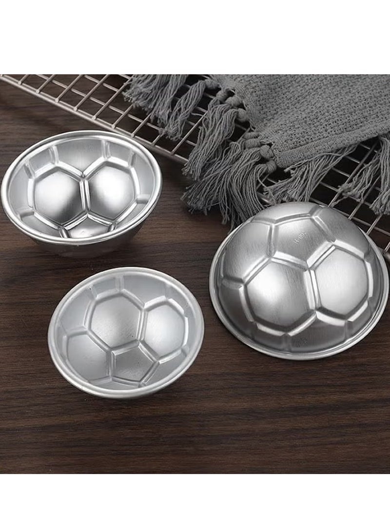 9 قطعة نصف جولة على شكل كعكة كرة القدم قالب سميكة سبيكة الألومنيوم قالب عيد ميلاد الخبز وعاء، فضية. - Image 2