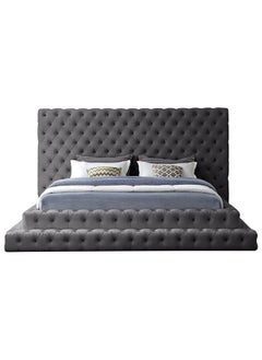 A to Z Furniture Meridian Hand Tufted Velvet Bed 200x200cm Super King Bed in Grey Color  - Image 1