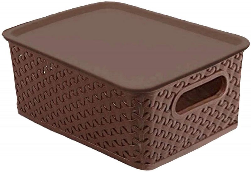 Kuber Industries Kuber Industries Plastic 2 Pieces Medium Size Multipurpose Solitaire Storage Basket with Lid (Multi) -CTLTC010887, Standard - Image 5