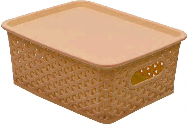 Kuber Industries Kuber Industries Plastic 2 Pieces Medium Size Multipurpose Solitaire Storage Basket with Lid (Multi) -CTLTC010887, Standard - Image 2
