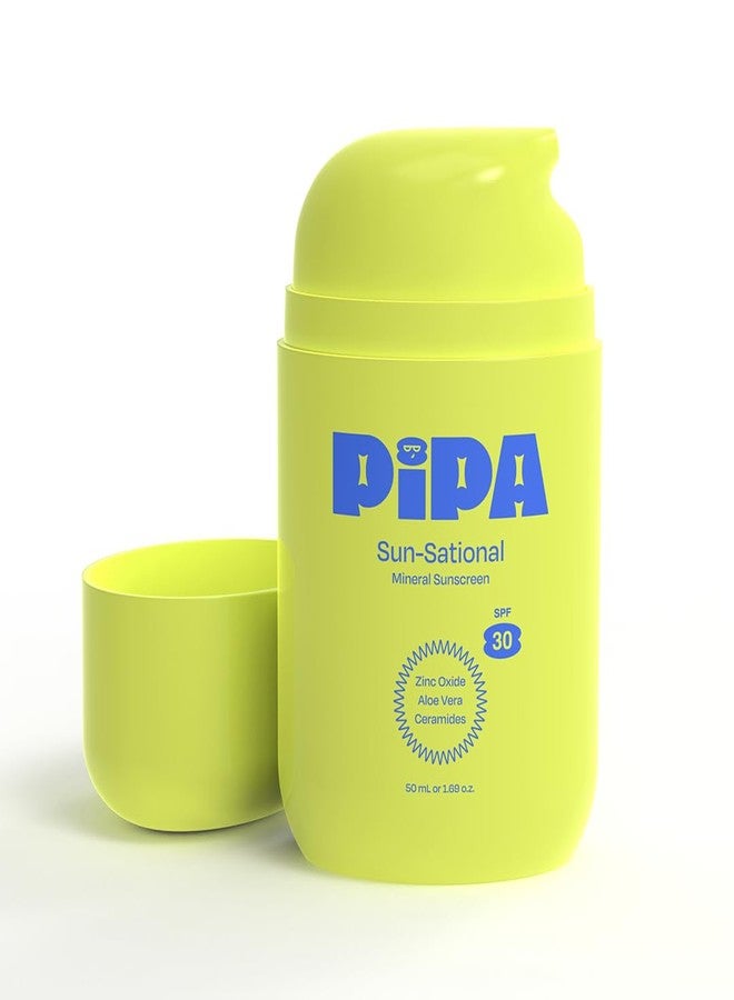 Pipa Sun-Sational 100% Mineral Daily Sunscreen SPF 30, 50 ml | Liquid Everyday Face Lotion with Zinc Oxide | Unscented & Gentle for Sensitive Skin | Kids & Tweens Skin Care - Image 1