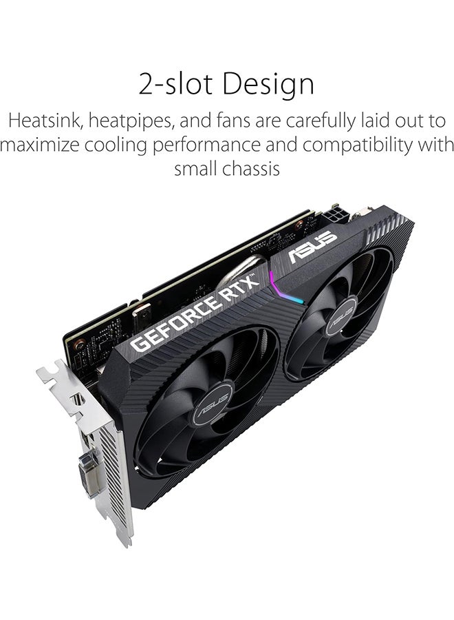 أسوس بطاقة رسومات الألعاب NVIDIA GeForce RTX 3050 OC Edition المزدوجة (PCIe 4.0، ذاكرة GDDR6 سعة 8 جيجابايت، HDMI 2.1، DisplayPort 1.4a، تصميم بفتحتين، تصميم مروحة Axial-tech، تقنية 0dB، والمزيد) أسود - Image 3
