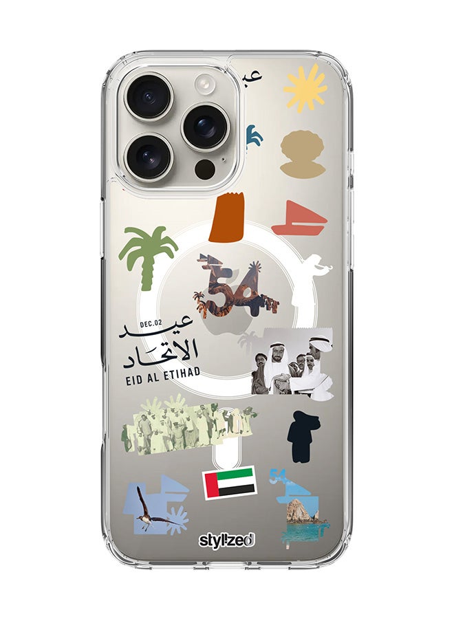 Stylizedd for iPhone 16 Pro Max Case [Compatible with MagSafe] Slim Magnetic cover Clear Phone Case - Eid Al Etihad 54th UAE National Day, Transparent - Image 1