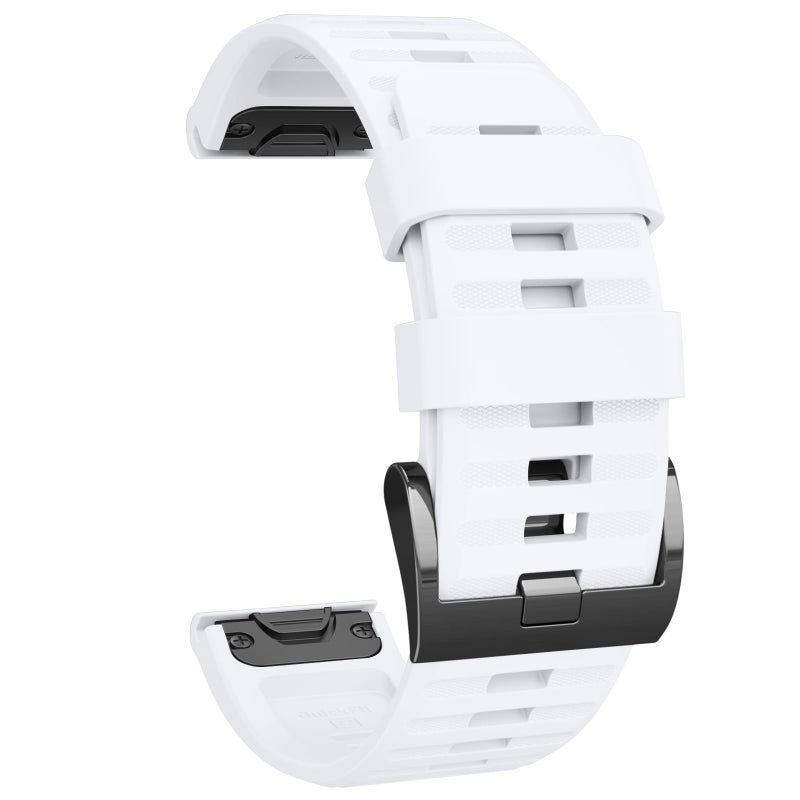 Mugust 22mm Silicone Quick-Fit Watch Strap, White, For Garmin Fenix 5/5 Plus/6/6 Pro/7/7 Pro/Fenix 6 Pro, Forerunner 935/945/955/965/745, Instinct, Epix (Gen 2), 5.51-7.87 inches - Image 1