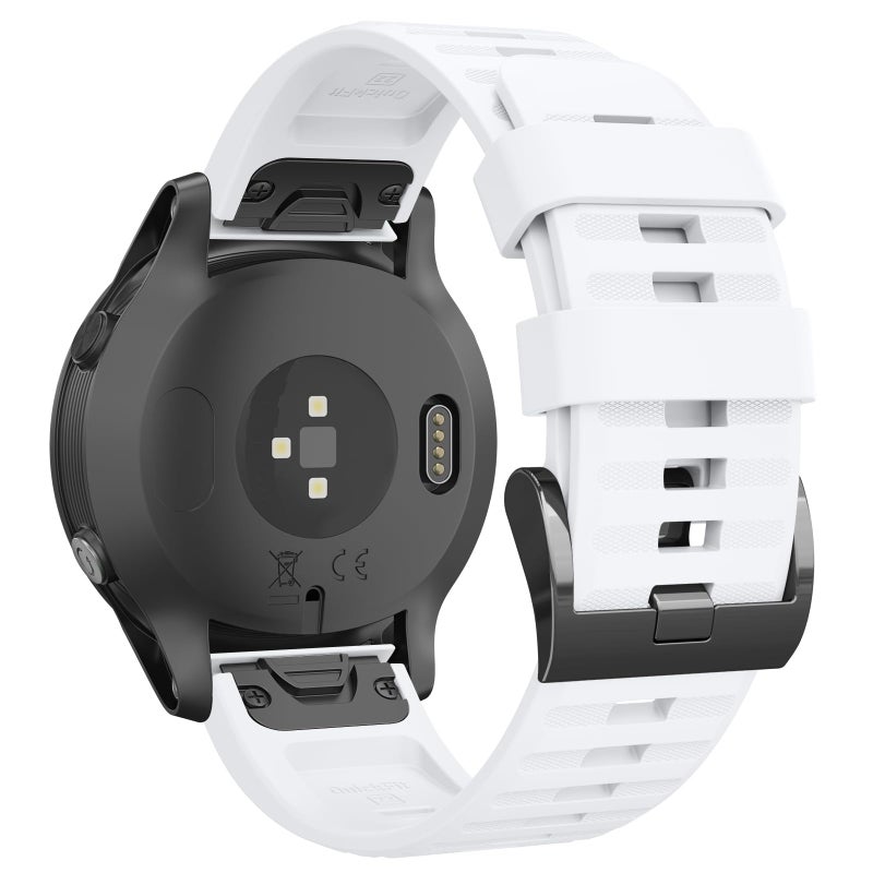 Mugust 22mm Silicone Quick-Fit Watch Strap, White, For Garmin Fenix 5/5 Plus/6/6 Pro/7/7 Pro/Fenix 6 Pro, Forerunner 935/945/955/965/745, Instinct, Epix (Gen 2), 5.51-7.87 inches - Image 2