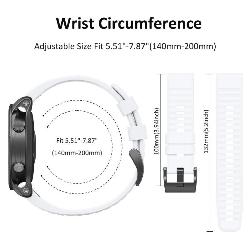 Mugust 22mm Silicone Quick-Fit Watch Strap, White, For Garmin Fenix 5/5 Plus/6/6 Pro/7/7 Pro/Fenix 6 Pro, Forerunner 935/945/955/965/745, Instinct, Epix (Gen 2), 5.51-7.87 inches - Image 4