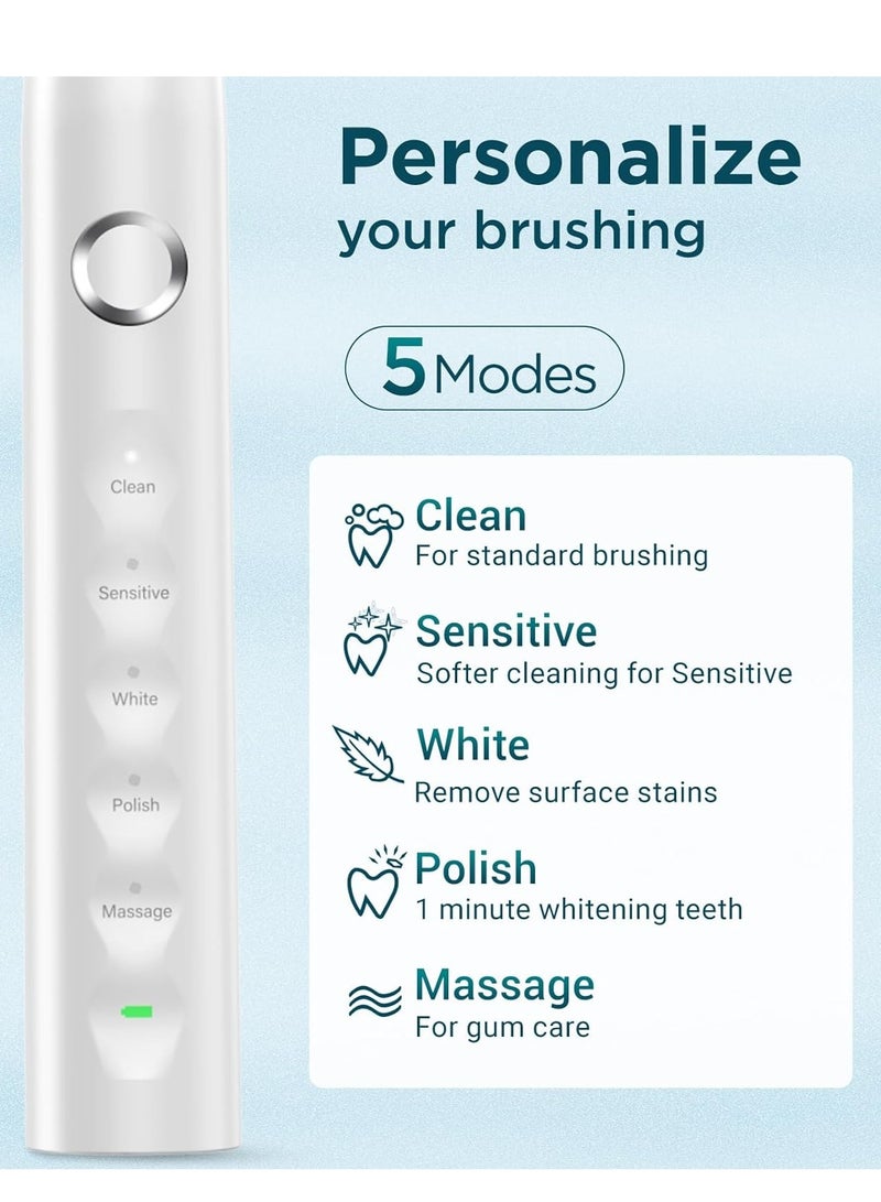 عام فرشاة أسنان كهربائية مع حقيبة سفر، فرشاة أسنان سونيك للبالغين مع 8 رؤوس فرشاة للاستخدام لمدة عامين، فرشاة أسنان قابلة لإعادة الشحن بقوة 40000 فولت في الدقيقة، تدوم 30 يومًا مع 5 أوضاع - Image 3