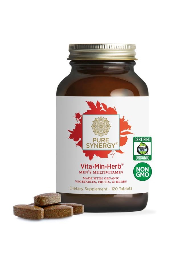 Pure Synergy فيتا·مين·عشب للرجال | مكمل متعدد الفيتامينات الشامل للرجال | مصنوع من مكونات غذائية عضوية كاملة غير معدلة وراثيًا | دعم يومي للطاقة والمناعة (120 قرص) - Image 1