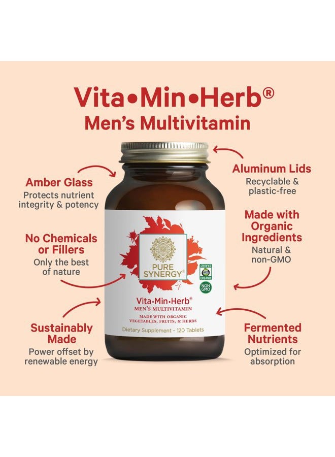 Pure Synergy فيتا·مين·عشب للرجال | مكمل متعدد الفيتامينات الشامل للرجال | مصنوع من مكونات غذائية عضوية كاملة غير معدلة وراثيًا | دعم يومي للطاقة والمناعة (120 قرص) - Image 3