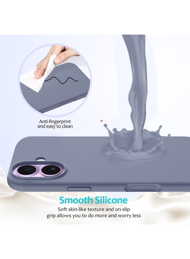 2 Packs Silicone Protective Phone Case for iPhone 17 - Soft Anti-Scratch Microfiber Lining Ultra Slim Drop Protection Phone Cover with Privacy Screen Protector - Pastel Purple - Image 4