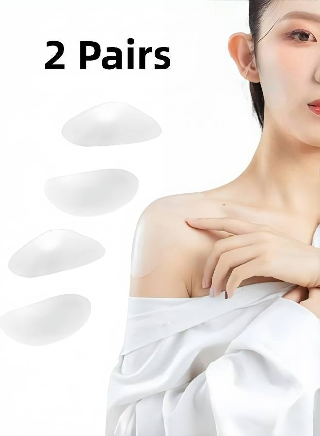 وسادات كتف فائقة الجودة من السيليكون للملابس النسائية - تعزز الراحة والوضعية بتصميم طبيعي وآمن وخفيف الوزن مثالي للارتداء الرسمي وغير الرسمي والنشط. زوجان - شفاف - Image 1