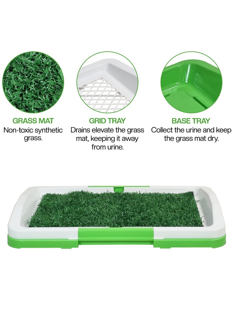 أن ان سي بيتس مرحاض كلاب من العشب الصناعي للكلاب الصغيرة، وعاء بلاستيكي ثلاثي الطبقات للحيوانات الأليفة مع حصيرة مقاومة للرائحة، صينية شبكية، وصينية قاعدة، وسادة عشبية للتدريب الداخلي/الخارجي، 47 سم (أخضر) - Image 3
