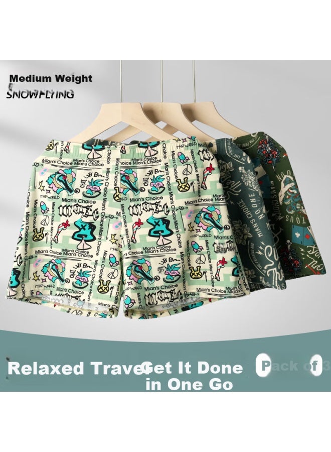 Snowflying 3-pack Men's Boxer Briefs 100% Cotton Antibacterial Underwear Loose-fit Youth Boxer Shorts - Image 1