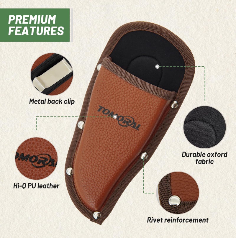 TOMORAL Pruner Holster Pruning Shears Hanging Pouch PU Leather Pliers Pruner Holder for Hand Pruner, Garden Shears,Clippers - Image 2
