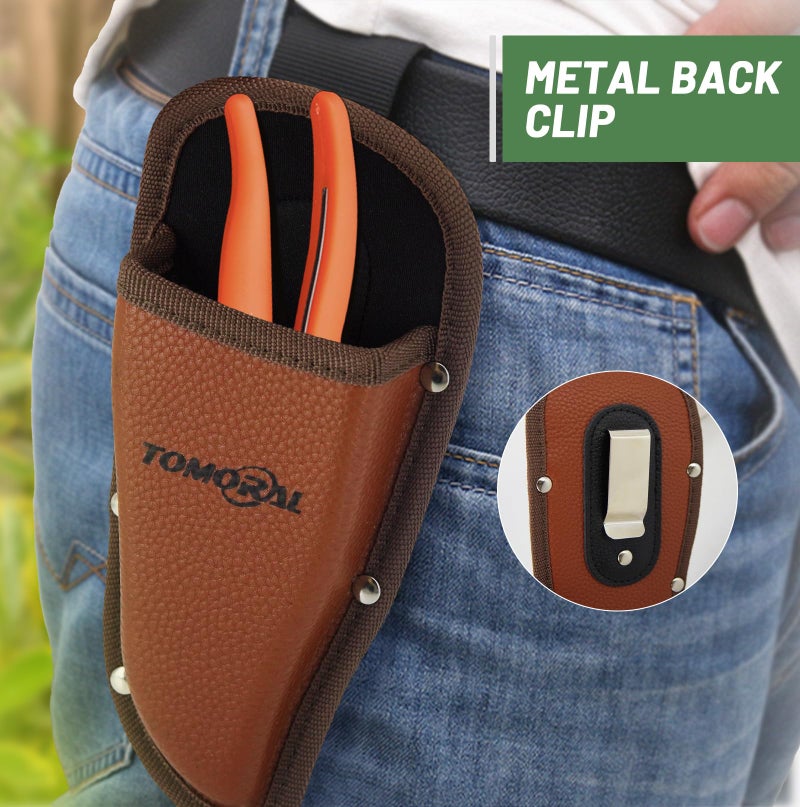 TOMORAL Pruner Holster Pruning Shears Hanging Pouch PU Leather Pliers Pruner Holder for Hand Pruner, Garden Shears,Clippers - Image 4