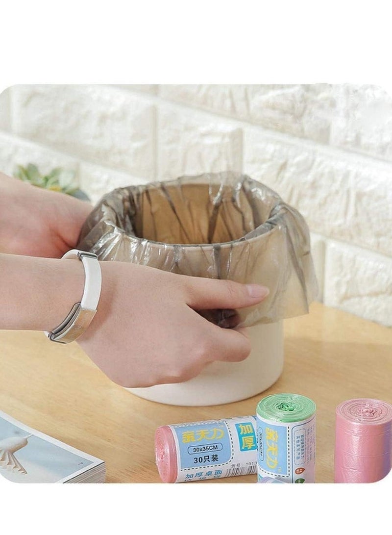 Small Garbage Bag Mini Garbage Bag Small Garbage Bag Disposable Garbage Can Liner For Car Trash Can Bathroom Bedroom Home Kitchen Office 4 Rolls (Random Color) - Image 5