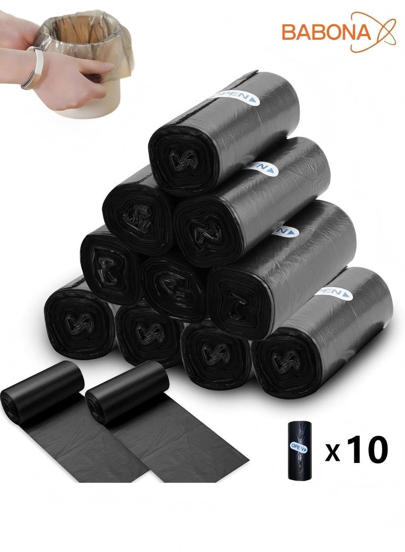 بابونا 10 لفات أكياس قمامة صغيرة للاستعمال مرة واحدة للسيارة والحمام وغرفة النوم والمطبخ والمكتب والمنزل – بطانات سلة نفايات صغيرة، التخلص من النفايات - Image 1