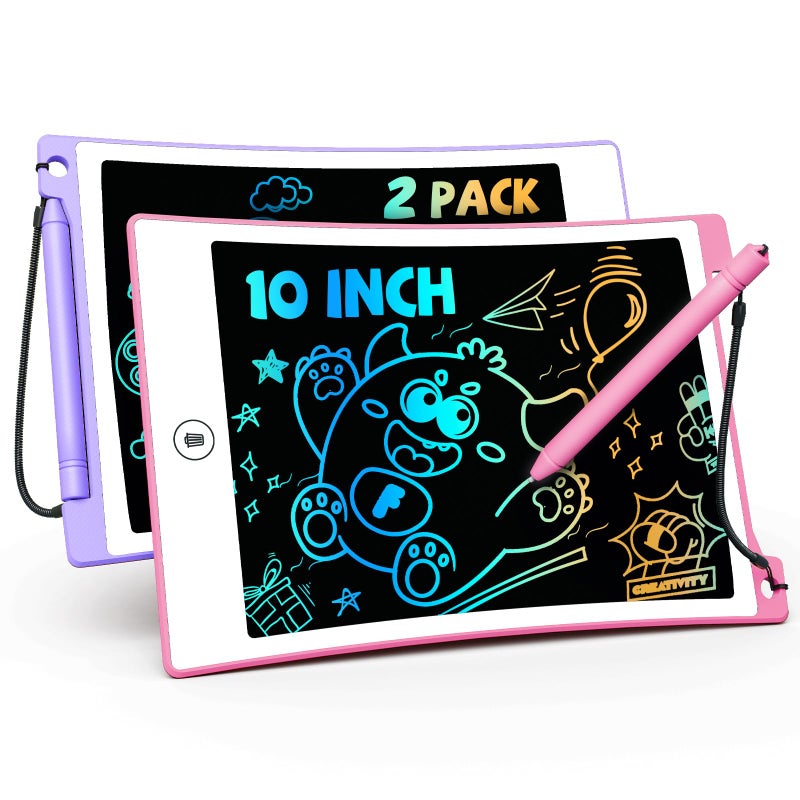 TEKFUN 10in 2 Pack LCD Writing Tablet Coloring Doodle Board Drawing Sketch Pad for Kids with AntiLost Stylus Car Trip Educational Kids Toys Birthday for 3 4 5 6 7 Girls Toddlers - Image 2