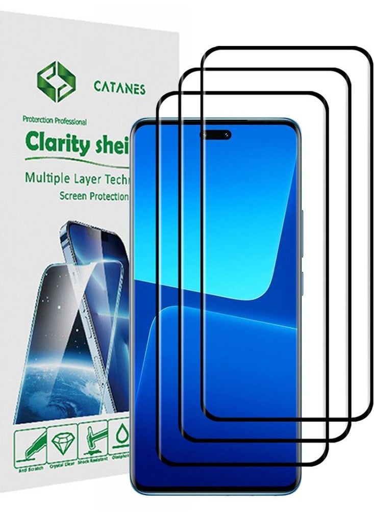 CATANES 3 Pack For Xiaomi 13 Lite Screen Protector Tempered Glass Full Glue Back  - Image 1