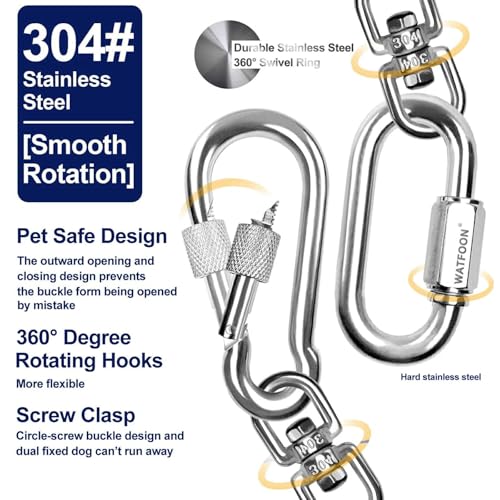 WATFOON Tie Out Cable for Dogs Up to 300lbs,25ft Extra Strong 1000lbs Break Strength Tie-Out Tether Trolley Training Lead,Dog Run Cable for Yard Garden Park Camping Outside (Blue, 300lbs 25ft) - Image 3