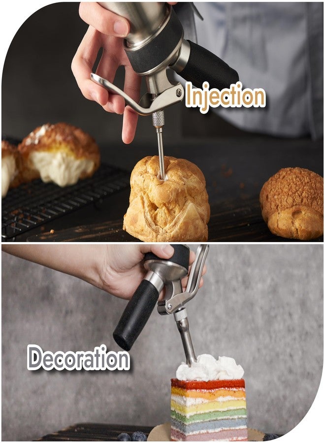 CURTA Professional Whipped Cream Dispenser, Food Grade Stainless Steel Cream Whipper Set with 4 Injector Tips, 3 Decorating Tips and 500ml / 1 Pint Canister, N2O Chargers Not Included … - Image 2