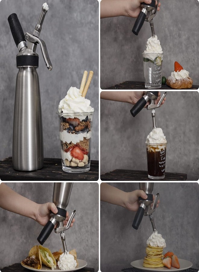 CURTA Professional Whipped Cream Dispenser, Food Grade Stainless Steel Cream Whipper Set with 4 Injector Tips, 3 Decorating Tips and 500ml / 1 Pint Canister, N2O Chargers Not Included … - Image 5