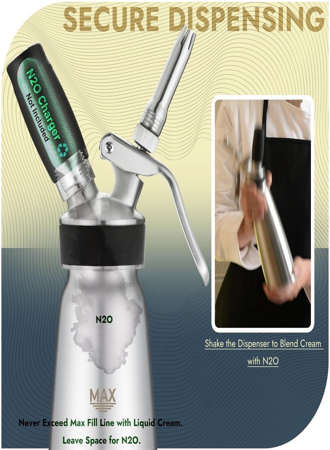 CURTA Professional Whipped Cream Dispenser, Food Grade Stainless Steel Cream Whipper Set with 4 Injector Tips, 3 Decorating Tips and 500ml / 1 Pint Canister, N2O Chargers Not Included … - Image 3