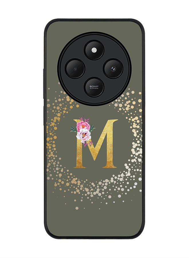 Stylizedd For Xiaomi Redmi 14C / 14R Case,Slim fit Camera Protection, Shockproof Thin Phone cover - Custom Monogram Floral - M (Olive Green ) - Image 1