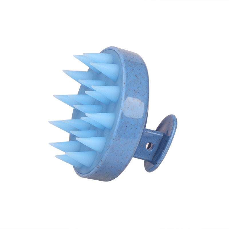 Loquat Factory spot massage shampoo brush artifact silicone shampoo brush scalp cleaning soft bath comb hairdressing tools Round Hole wheat straw Blue Round Hole wheat straw Blue