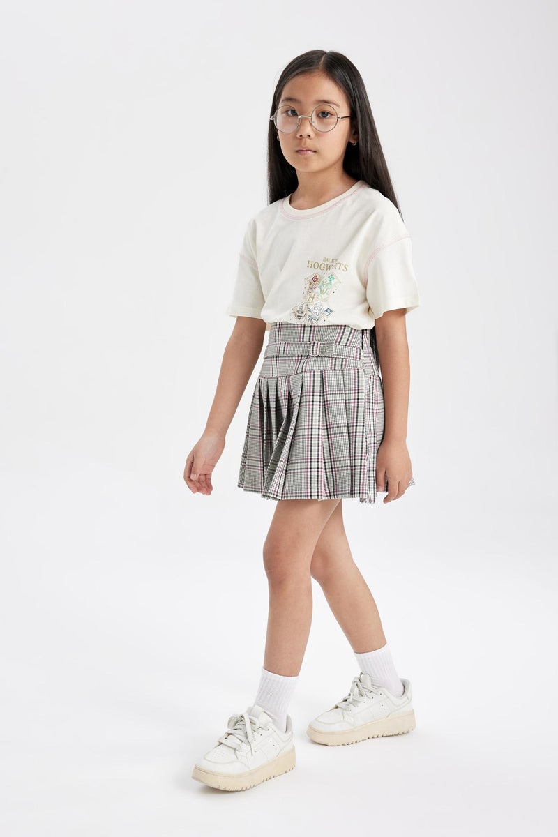 DeFacto Girl Belt Detailed Plaid Patterned Skirt  - Image 5