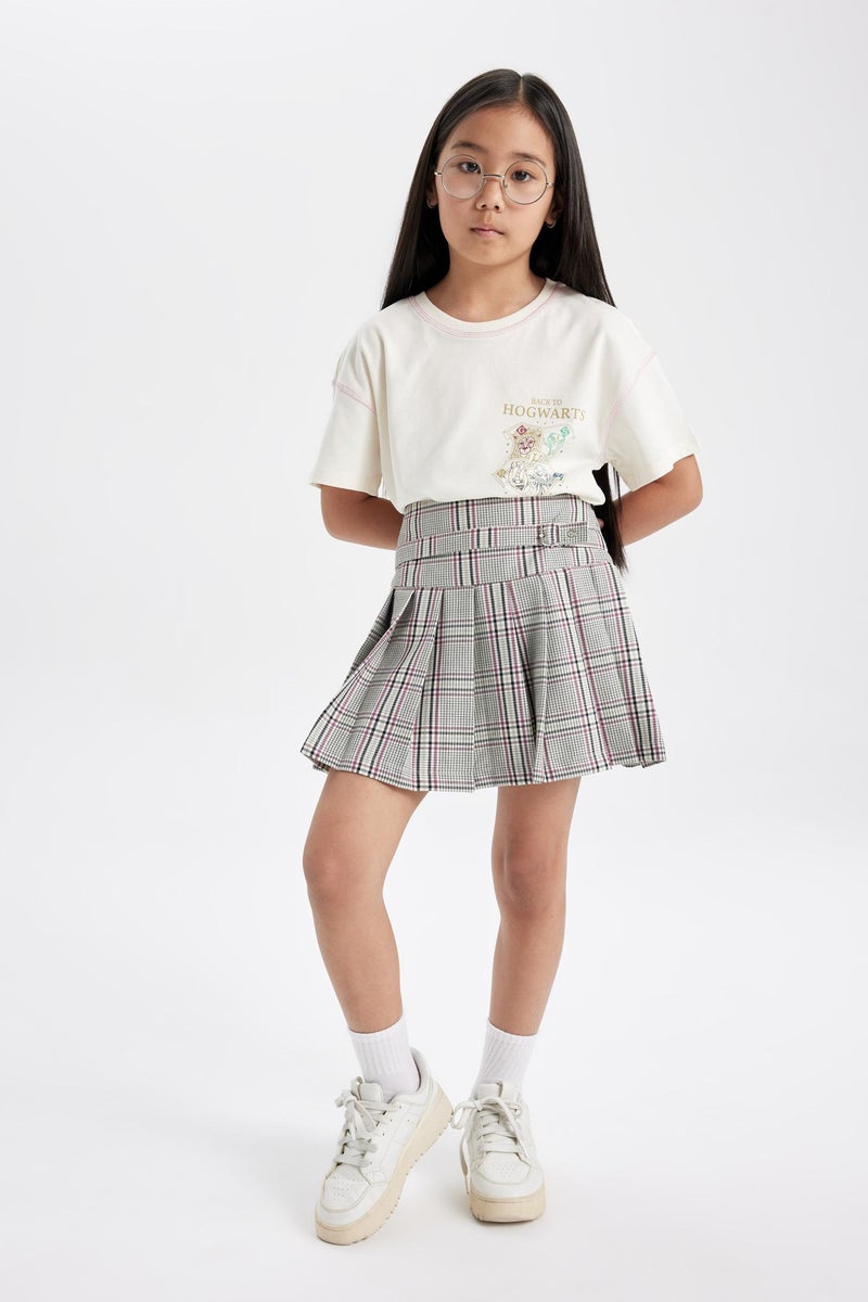 DeFacto Girl Belt Detailed Plaid Patterned Skirt  - Image 3