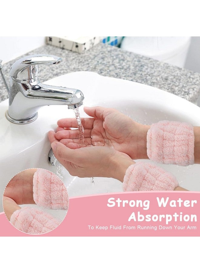 maycreate ® Face Wash Headband & Wristband Set, Soft Stretchy Bowknot Headband For Women Girls, Flannel Super Absorbent Sweat Wrist Towel Band For Washing Face, Makeup, Yoga, Fitness (Pink) - Image 4