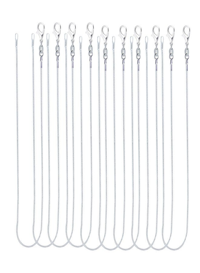 CrazyPiercing 10pcs 24 Inch Silver Plated with 925 Stamp 1.2mm DIY Snake Chain Charms Link Necklace With Lobster Clasps for Jewelry Making (24) - Image 1