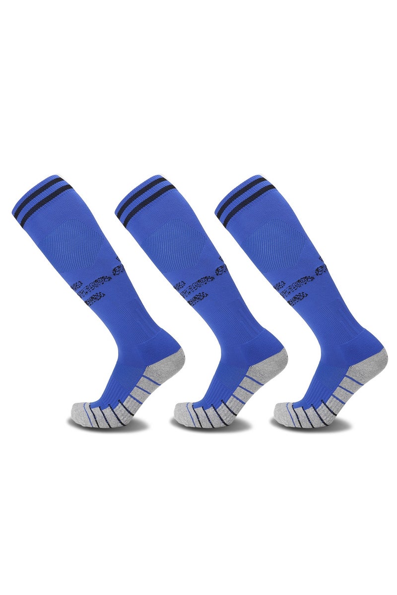 SKY WING Soccer Socks, Sport Knee High Socks Calf Compression Athletic Socks for Mens and Women Running&Training Football Thickening Keep Warm Sock-Blue-3 Pair - Image 1
