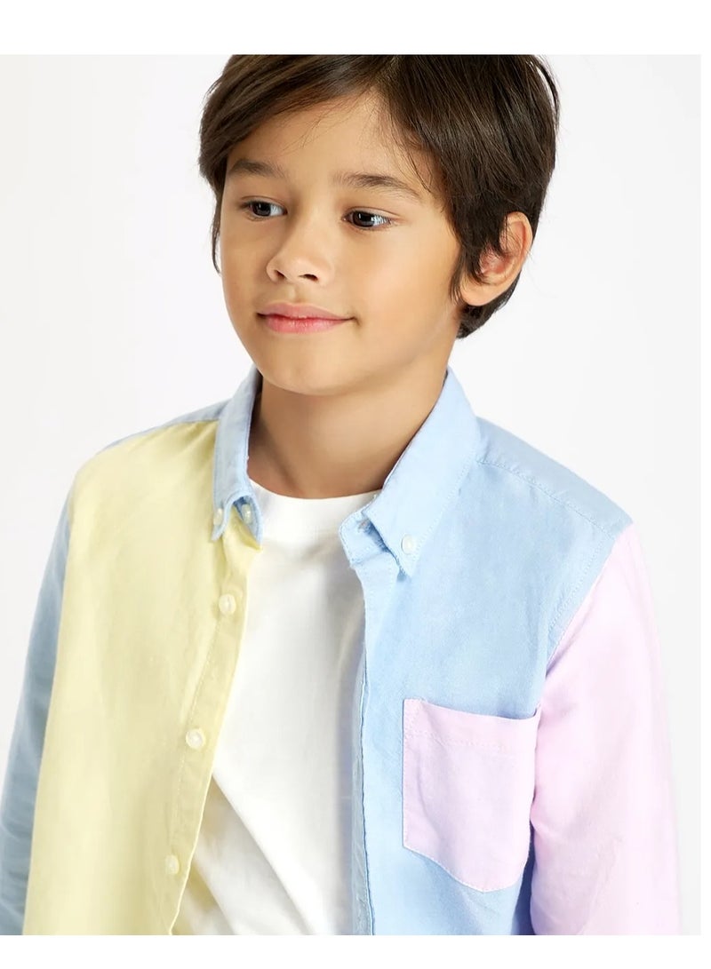 Primo Gino 100% Cotton Oxford Solid Colour Block Shirt - Multicolour  - Image 5
