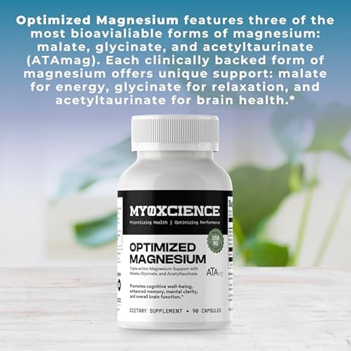 MYOXCIENCE Optimized Magnesium Glycinate + Magnesium Taurate (as ATAmag®) for High Brain Bioavailability to Support Stress Relief and Sleep | 30 Servings - Image 3