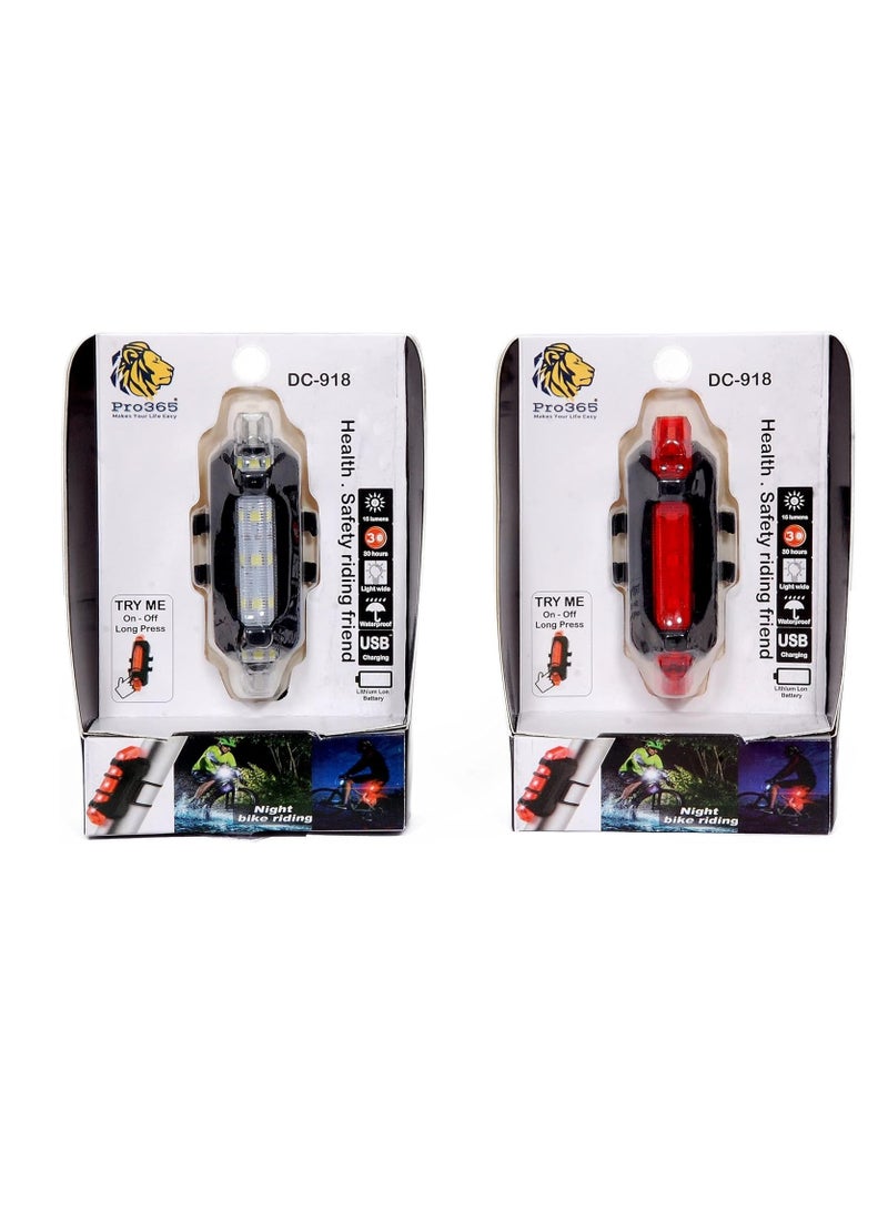 PRO365 Bicycle Lights Combo Pack/Rechargeable/Multiple Light Modes/Waterproof (Head and Tail Light) - Image 2